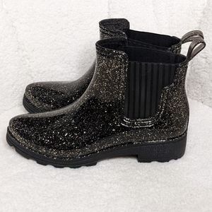 Dolce Vita Women's Ankle Rain Boots in Black with Gold Flecks US 9